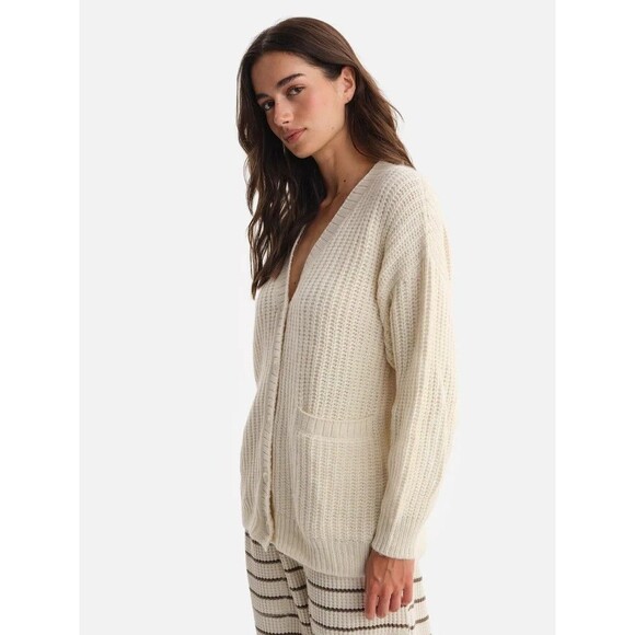 MATE The Label Alpaca Cotton Cardigan Sweater NWT S Ethical Undyed NATURAL $298 - Picture 2 of 8